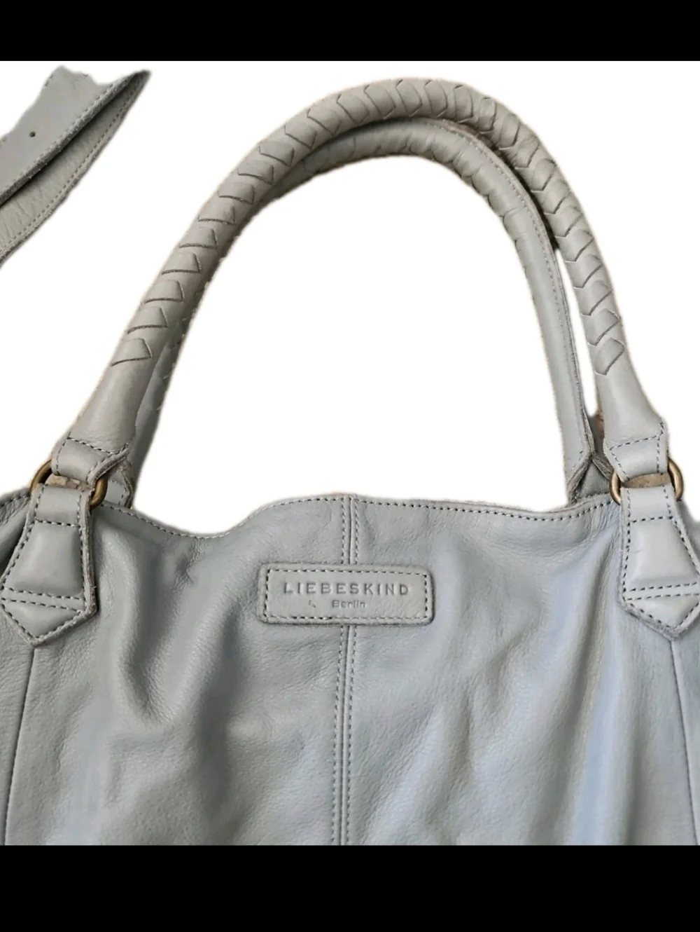 Liebeskind Berlin Light Blue Amalie Laser 2 Satchel Large Boho Designer Bag